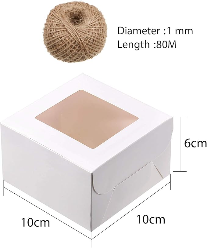 50 Pieces Bakery Box with Window Cookie Boxes Mini Kraft Boxes Gift for Pastries, Candy, Pie, Cupcakes, Soap Packaging for Homemade Soap(White,4 x 4 x 2.5 Inch)
