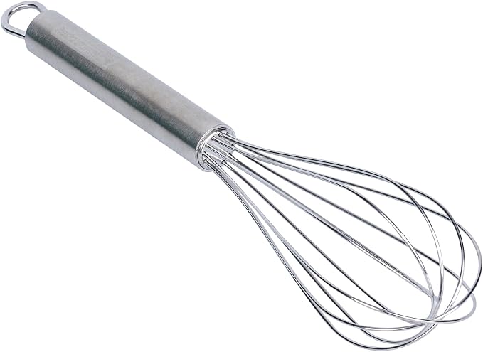 Restaurantware 9 in Stainless Steel Wire Whisk - German Standard Kitchen Balloon Whisk with Ergonomic Handle, Dishwasher Safe - Durable French Whisk for Cooking, Mixing Thick Batter and Sauce