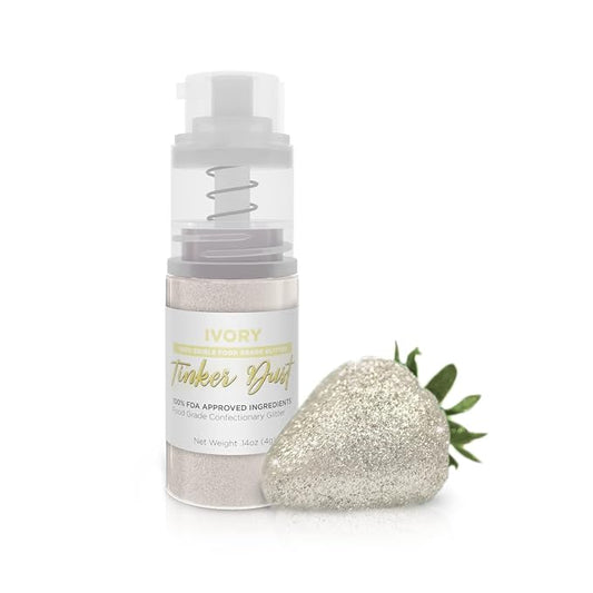 Bakell - Ivory Tinker Dust (4g, 1x Mini Spray Pump) Edible Glitter for Food, Desserts, and Baked goods!