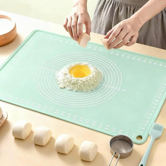 Silicone Mats for Baking 26" x 18" Pastry Mat with Measurements Extra Thick Baking Mat for Rolling Out Dough,Bread,Pie,Cookies,Sourdough,Pizza and fondant,Food Grade Dough Mat