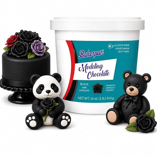 Bakerpan Black Modeling Chocolate - 1 Pound - Sculpt Cakes, Model Figurines, and Create Cake Toppers (Made in USA)