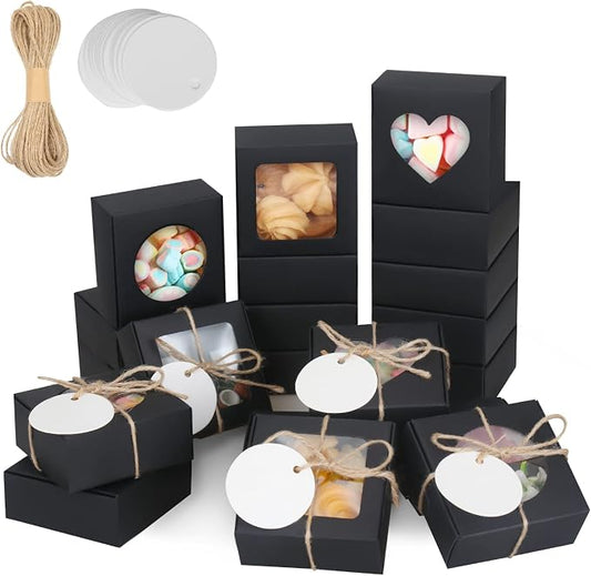 COTOPHER Soap Box, 30Pcs Small Soap Packaging Boxes 2.8x2.8x1.2 Inch Mini Kraft Boxes with Window Soap Boxes for Homemade Soap Candy Chocolate Bakery Cookies Soap Packaging