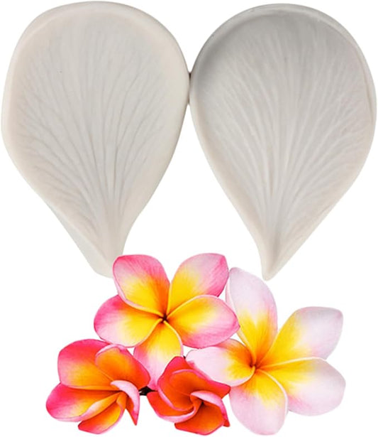 Gumpaste Flower Silicone Veining Mold Plumeria Fondant Mold For Cake Decorating Cupcake Topper Candy Chocolate Gum Paste Polymer Clay