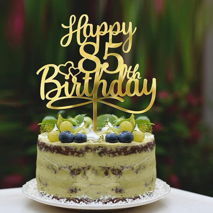 Sleyberoy Acrylic Happy 85th Birthday Cake Topper- Hello 85,Cheers to 85 Years,85th Anniversary/Birthday Party、 men and women Happy Eighty-five Birthday Selected cake decoration (85th)