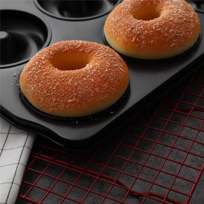 2 Pack 6-Cavity Nonstick Donut Pan Baking Ring Doughnut Pans for Bread Muffin Baking Pastries Cookies Bagel 8.8 x13.8 Inch