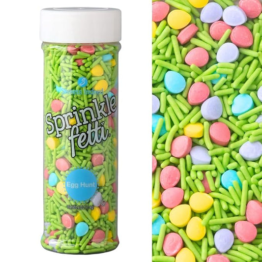 Sweets Indeed Easter Sprinkles, Spring Edible Sprinkle Mix, Perfect for Cake Decorations, Baking, Ice Cream, Cookies, Cupcake Topper For Birthday, Dairy Free, 4 ounces (Egg Hunt)