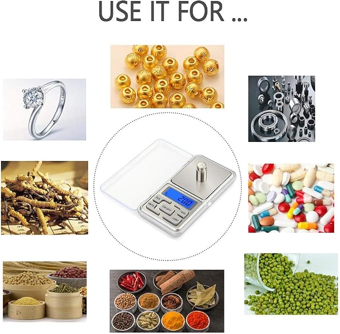Digital Pocket Scale, 500g Capacity High Precision Balance of 0.01g, Mini Electronic Grams Reloading Weight Scale, Food Scale, Jewelry Gem Scale, Kitchen Scale