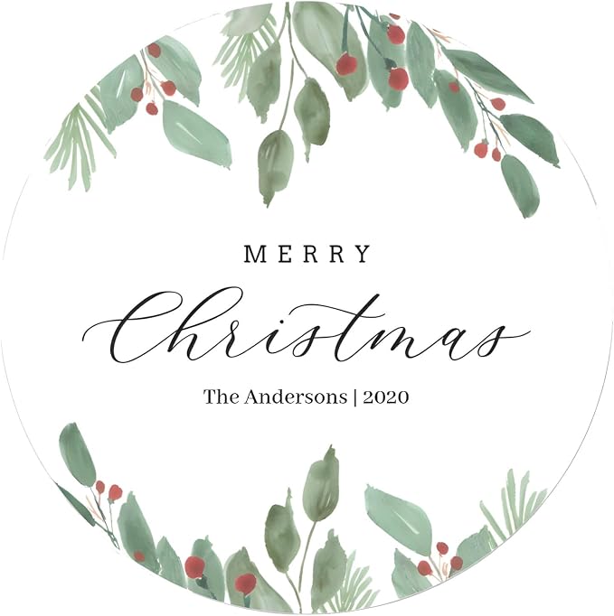 Custom Stickers for Weddings, Birthdays & Businesses - Personalized Labels with Your Logo - Waterproof, Fade and Heat Resistant - Pack of 100-1000 (Wreath F, 3.5 Inch)