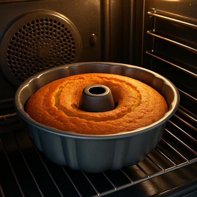 10-Inch Nonstick Cake Pan, Fluted Tube Pan for Pound & Ring Cakes | Heavy duty baking ring mold. Easy release non-stick tin for flawless angel food cake, coffee cakes, and jello molds.