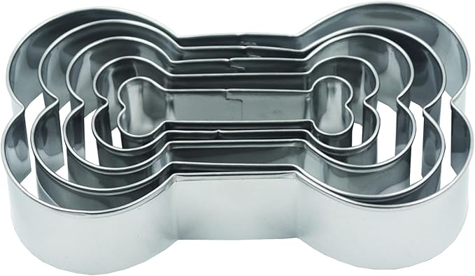 Dog Bone Cookie Cutters Set,5 PCS Set Bone Shaped Stainless Steel Molds for Handmade Dog Treats,Biscuit,Cookie,Vegetables,Baking Pastries Doughs