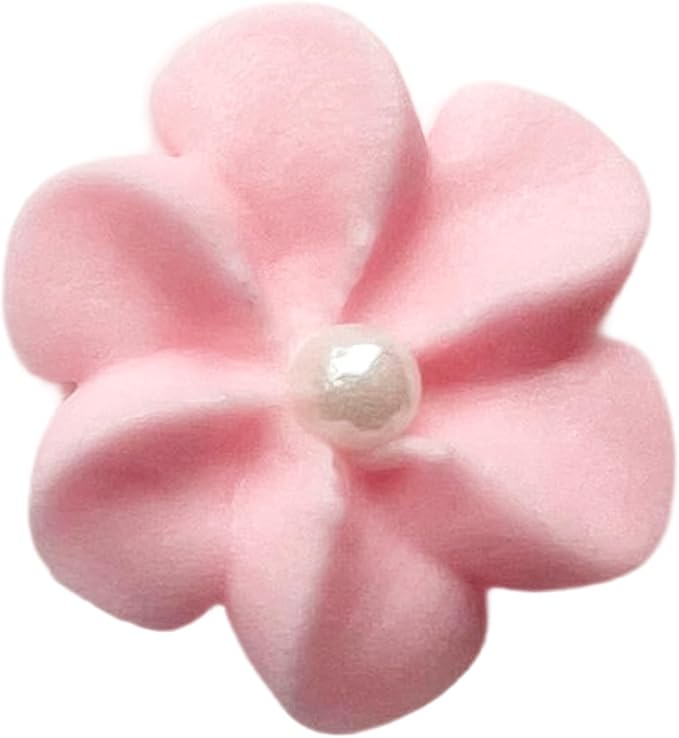 Mini Edible Royal Icing Flowers (180 Count), Petite Edible Flower Cake Decorations, Edible Flowers for Cupcakes, Flowers with Pearl Sprinkles for Cakes & Cupcakes, Global Sugar Art (Pink, 180 Count)