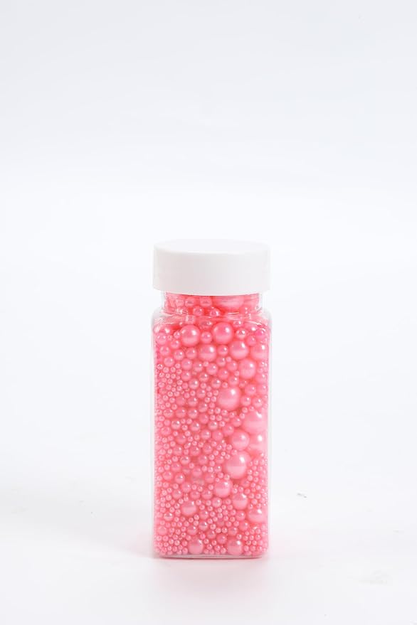 Zali Edible Pearl Sprinkles, Baby Pink, 26 Colors Mixed Size | For Cake Decorating, Sugar Pearls for Cakes, Cupcakes, Cookies, Donuts & Ice Cream, Gluten Free, Food Grade