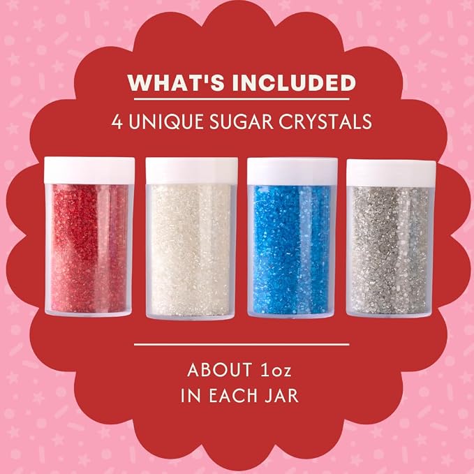 Sweets Indeed 4th of July Decorating Sugar 4-Pack Set – Red White Blue and Silver Sanding Sugar for Baking & Decorating Cupcakes, Cookies, Cakes & Desserts – 4.52 ounces
