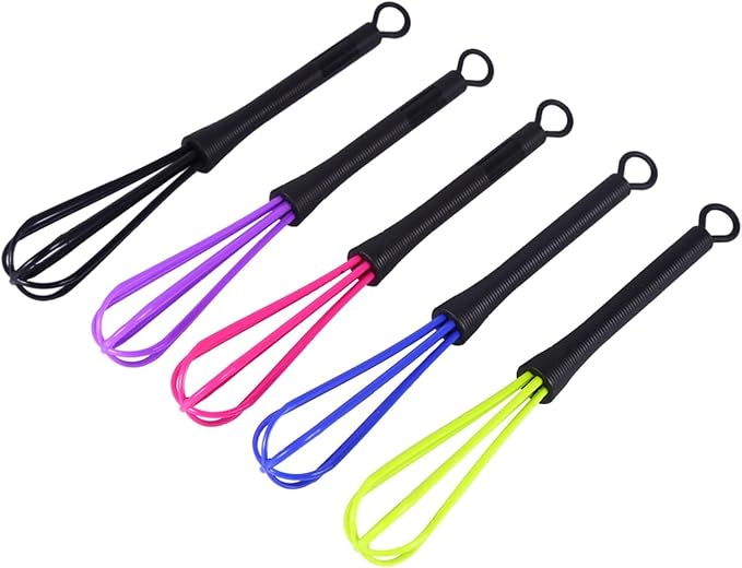 Silicone Whisk Large Medium Small and Mini Whisk Set of 5, Heat Non scratch Coated Kitchen Whisks for Cooking Nonstick Cookware, 5 Color Balloon Egg