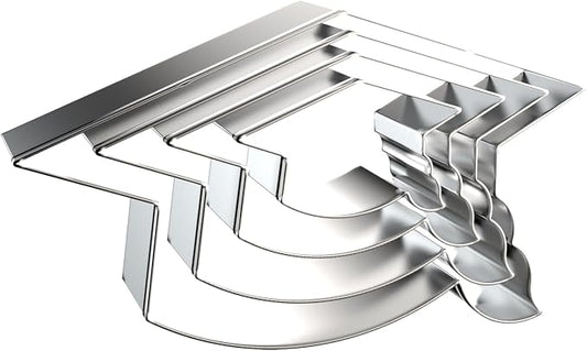 Graduation Cap Cookie Cutter Set - 5 inch, 4 inch, 3 inch, 2 inch - 4 Piece Graduation Hat Cookie Cutters Shapes Molds - Stainless Steel