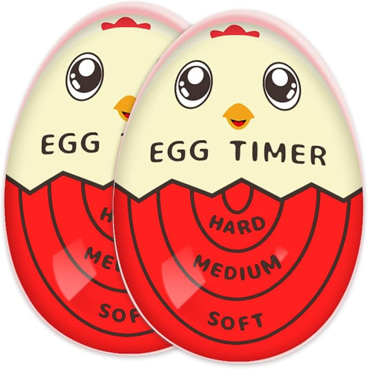 Lasubst Egg Timer for Boiling Eggs that Changes Color When Done, Red, Pack of 2