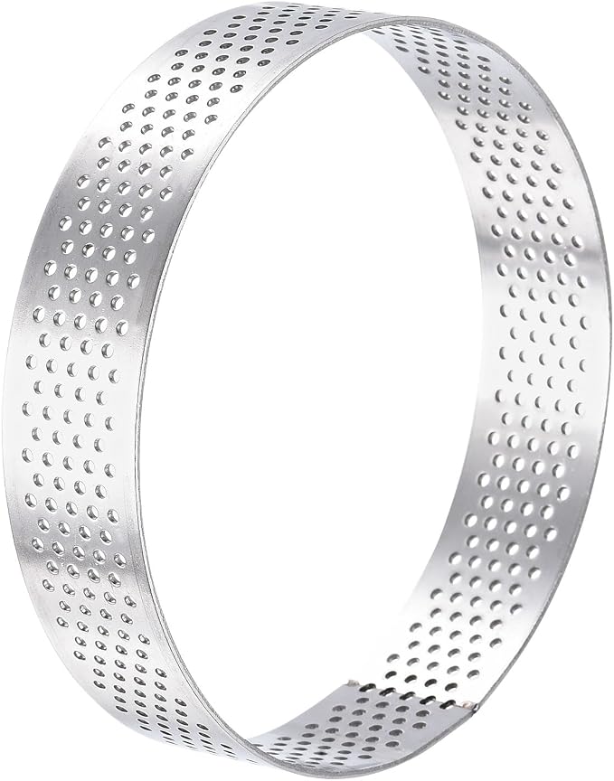 uxcell Stainless Steel Small Cake Rings, Perforated Cake Mousse Ring Kitchen Baking Heat-Resistant 3.5" Diameter, 0.8" Height,for Cake Dessert Biscuit Chocolate, Silver