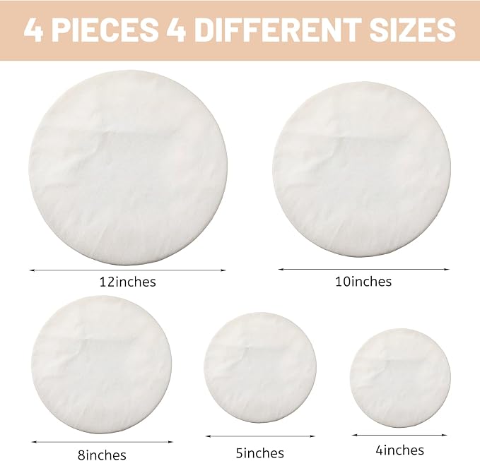 5 Pcs Reusable Cotton Bowl Covers with Lace Trim Breathable Muslin Fabric Food Storage Lids Elastic Cloth Bowl Covers for Bread Proofing Baskets Sourdough Bread Baking (4,5,8,10,12 Inch)
