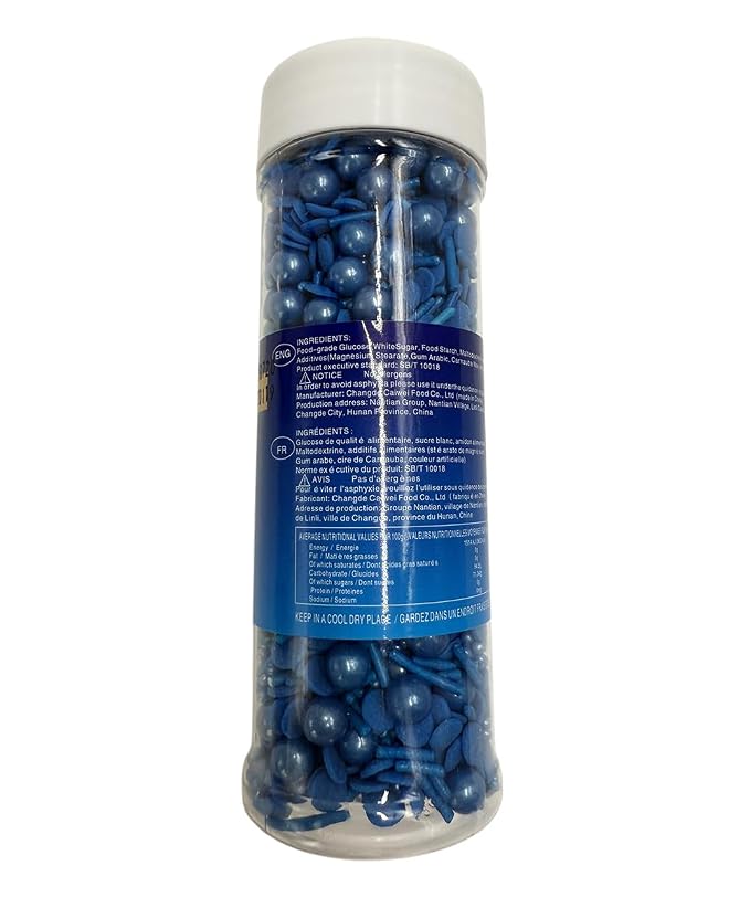 Pearl Sugar Christmas Sprinkles Candy 120g/4.2oz Mixing Size Baking Cake Decorations Cupcake Toppers Jimmies Cookie Decorating Celebrations Wedding Shower Party Supplies (Blue)