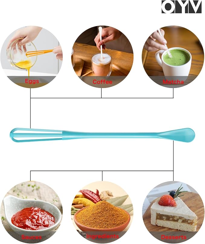OYV Scandinavian Modern Colors Mini Whisk Set, 8.5 in Mini Whisks for Cooking, 3 Pieces Small Wisk For Whisking, Beating, Blending Ingredients, Mixing Sauces, BPA Free Tiny Whisk