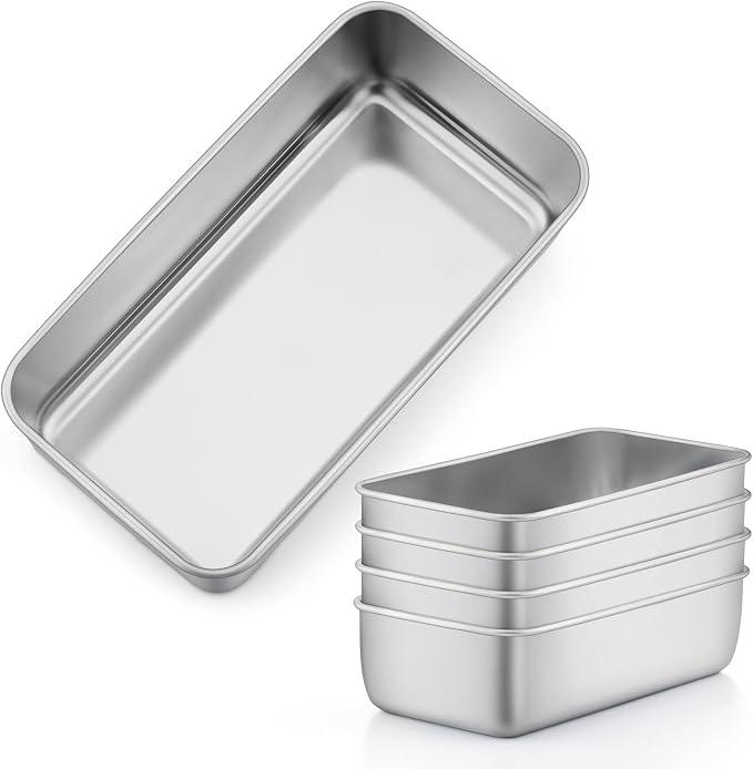 LIANYU 5 Pack 9x5In Loaf Pans for Bread Baking, Stainless Steel Baking Bread Pans, Small Loaf Tins for Homemade Brownies and Pound Cakes, Dishwasher Safe