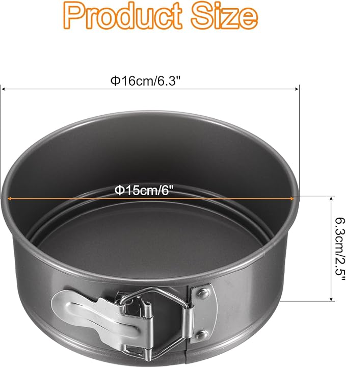 uxcell 6 Inch Springform Pan Nonstick Cake Pan with Removable Bottom Round Leakproof Cake Baking Pans Molds for Baking, Cheese Cakes, Pizza, Biscuits, Black（1pcs