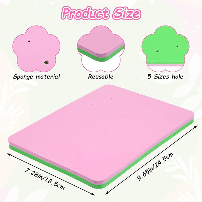 Fondant Foam Pad with 5 Holes, Rectangular Cake Sponge Pad, Silicone Crafts Rolling Mat, Flower Drying Clay Modelling Tools, Clay Mat for Sugarcraft Cakes Decorating