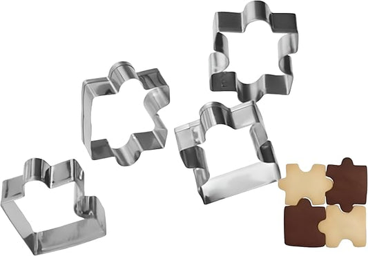 Wetco Puzzle Cookie Cutter Set of 4Pcs, Biscuit Cutters Stainless Steel Set, Puzzle Cutter Fondant Cutters Tool for baking Cookie Baking for Birthday Party Valentine's Day gifts of love