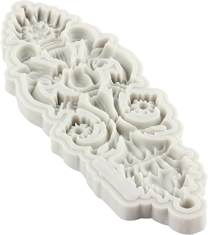 Baroque Style Curlicues Scroll Lace Silicone Fondant Molds Relief Flower Mold Filigree Mold For Cake Decorating Cupcake Topper Candy Chocolate Gum Paste Polymer Clay