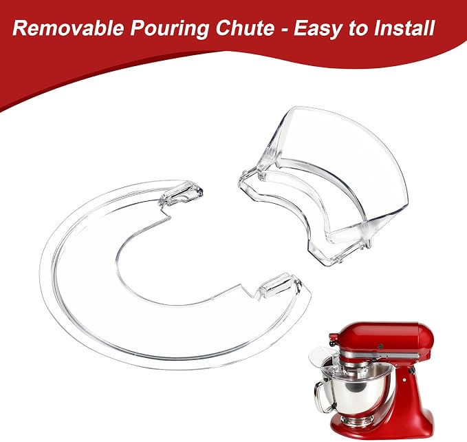 Pouring Shield for KitchenAid 4.5-5 Quart Tilt-Head Stand Mixer, Fits Stainless Steel Glass Ceramic Bowls | Splash Guard Mixer Bowl Cover with Removable Pour Spout, Clear Splatter Guard Mixer Accessory