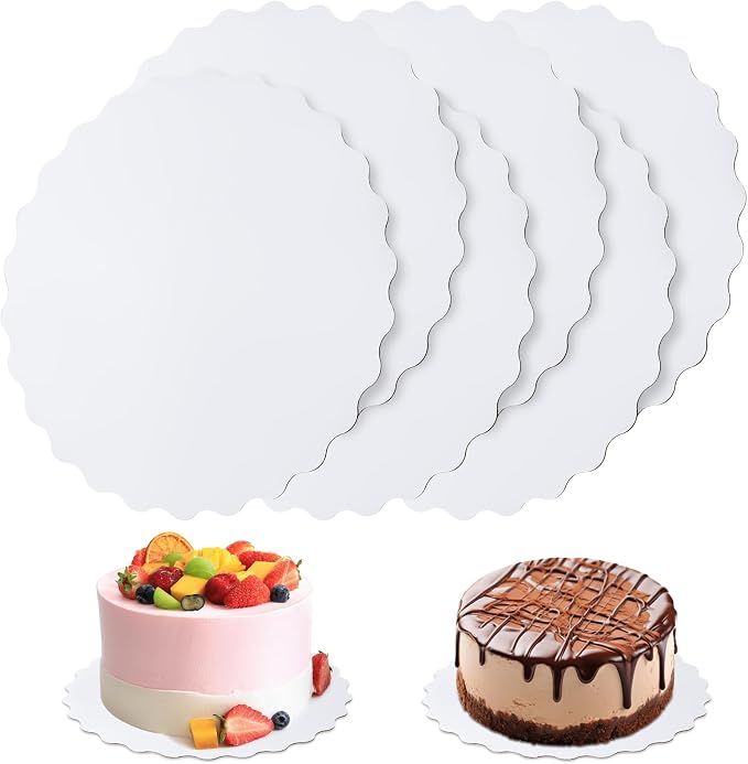 6 Pcs Wave Cake Boards,White Wave Cake Boards 10 inch Round,100%Food-graded Cardboard Cake Rounds,Waterproof and Oil-proof Cake Base for Cake DIY, Wedding, Birthday, Dessert, Pizza & Exhibition