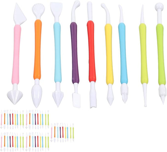 FLEXMAN ﻿45Pcs Cookie Decorating Tools Set, PP Double End Decorating Hand Sculpting Tools Kit, Colorful Fondant Modeling Tools for Cake Flower Sculpture Pottery