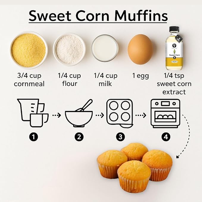 Dolce Flav Natural Sweet Corn Extract – 8 Ounce Water-Soluble Kosher, Sugar-Free, Concentrated Savory-Sweet Flavor for Baking, Cornbread & Ice Cream, Includes Measured Dropper