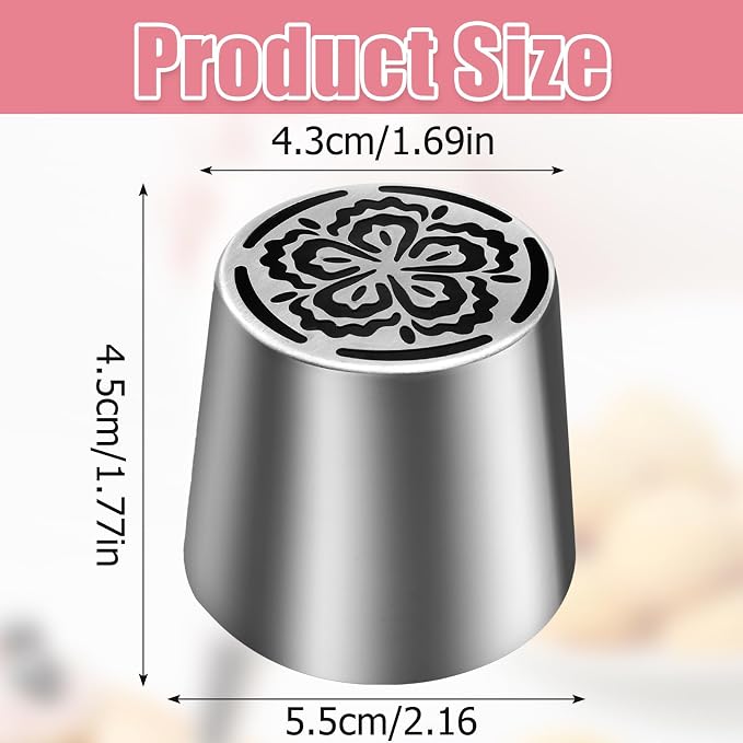Jiozermi Extra Large Russian Piping Tip, Stainless Steel Flower Frosting Tip Icing Nozzle Floral Icing Nozzle for Birthday Cake Cupcake Decorating Frosting, Cream Baking Cookie DIY, SL45