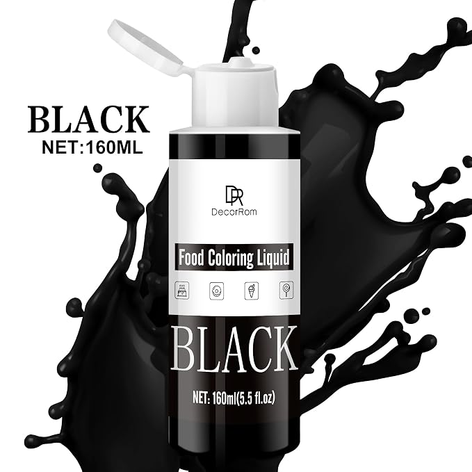 Black Food Coloring Liquid - Vibrant Liquid Icing Food Coloring Set for Baking, Cake Decorating, Easter Egg, Airbrush - Tasteless Food Dye for Fondant, Slime, DIY Crafts - 5.5 Fl.oz / 160ml Each