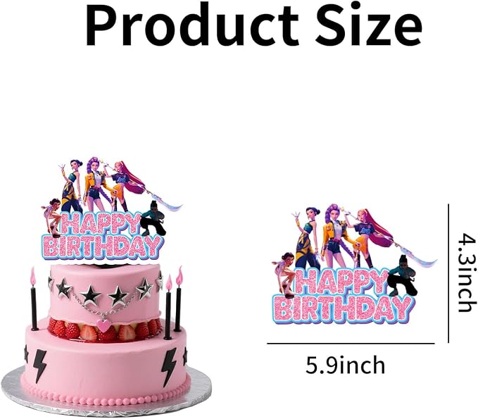 Cute Anime Cake Decorations, Cartoon Happy Birthday Cake Topper, Party Cake Decorations Supplies for Girls