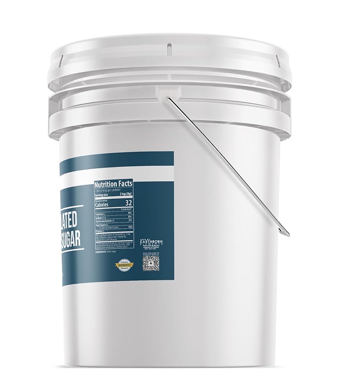 Earthborn Elements Granulated White Sugar 5-Gallon Bucket, Baking & Kitchen Staple, Non GMO (35 Pounds)
