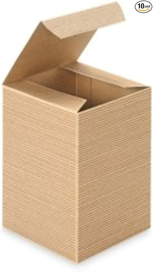 A1 Bakery Supplies Preimer High Kraft Pinstripe Brown Treat Gift Boxes (4 in X 4 in X 6 in 10 Pack)