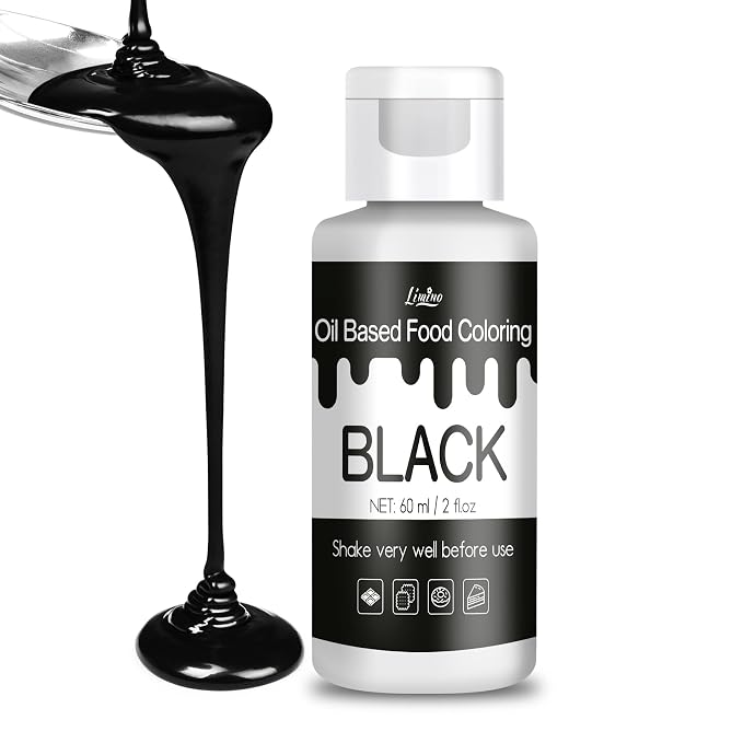 Oil Based Food Coloring for Chocolate - Vivid Food Coloring Set for Candy Melts, Baking, Cake Decorating, Fondant - Fat Soluble Food Color Dye for Icing, Cookie, Crafts - 2 fl.oz / 60ml Bottles (Black)