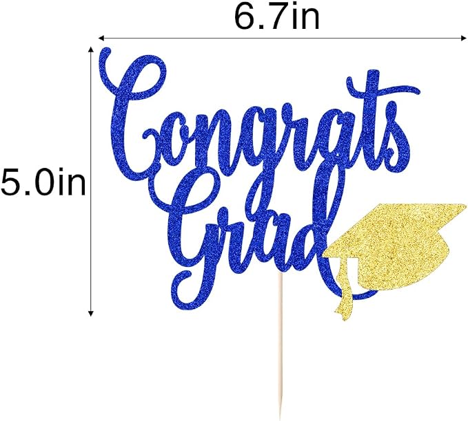 Congrats Grad Cake Topper,2026 Graduation Cake Topper, Congrats Grad Decorations,2026 High School/College/Senior Graduation Party Decorations Supplies. (Congrats Grad Dark blue gold)