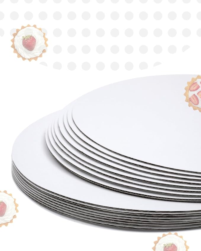 qiqee 13 Inch White Cake Boards Round 40-Packs Circles Rounds Base Food-Grade Cardboard Cake Plate（Thinner But Stronger）