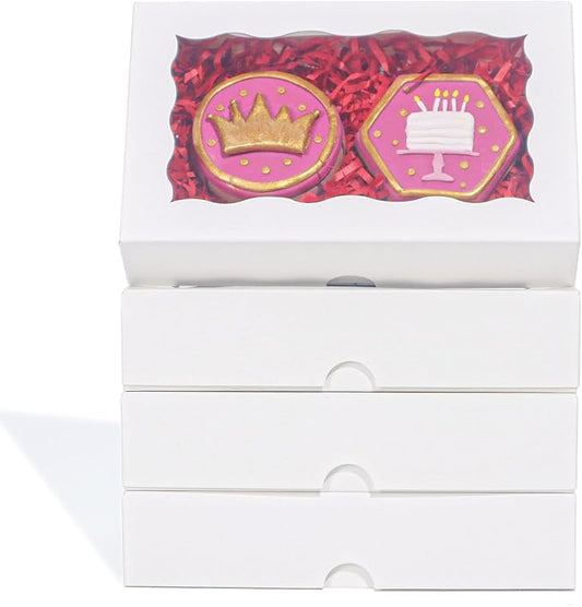 Romantic Baking DIY Assembly White 7 x 4 3/8 x 1in Cookies Boxes for Gift Giving Chocolate Truffle Bakery Brownie Pastry Boxes