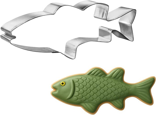 Foose Store Bass Fish Cookie Cutter 5.5 Inch –Tin Plated Steel Cookie Cutters – Bass Fish Cookie Mold