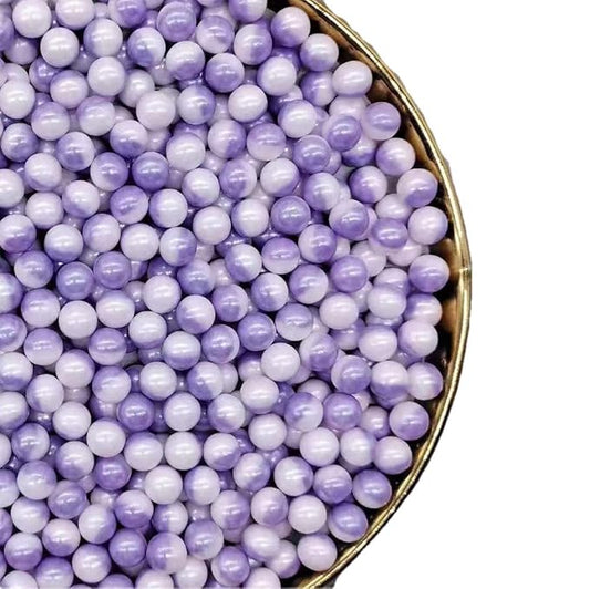 Rainbow Sprinkles White Purple Edible Pearl Christmas Cake sprinkles,Cookie sprinkles,Sugar Pearl, Edible Candy Pearls 7mm 130g 4.6OZ for Cake Cupcake Decorationg (Purple+White)