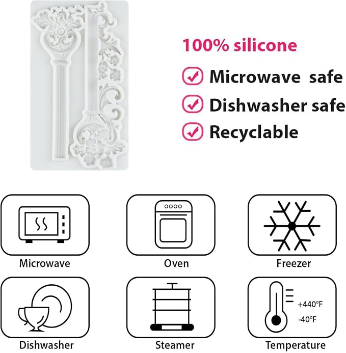 Roman Column Silicone Fondant Mold Baroque Relief Flower Pillars Molds for Cake Decorating Chocolate Cupcake Topper Candy Polymer Clay Gum Paste