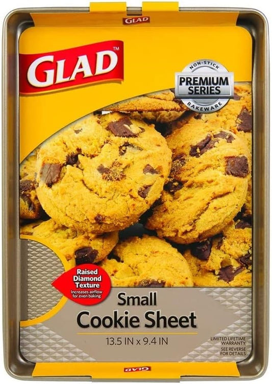 Glad Premium Nonstick Cookie Sheet – Heavy Duty Baking Pan with Raised Diamond Texture, Small