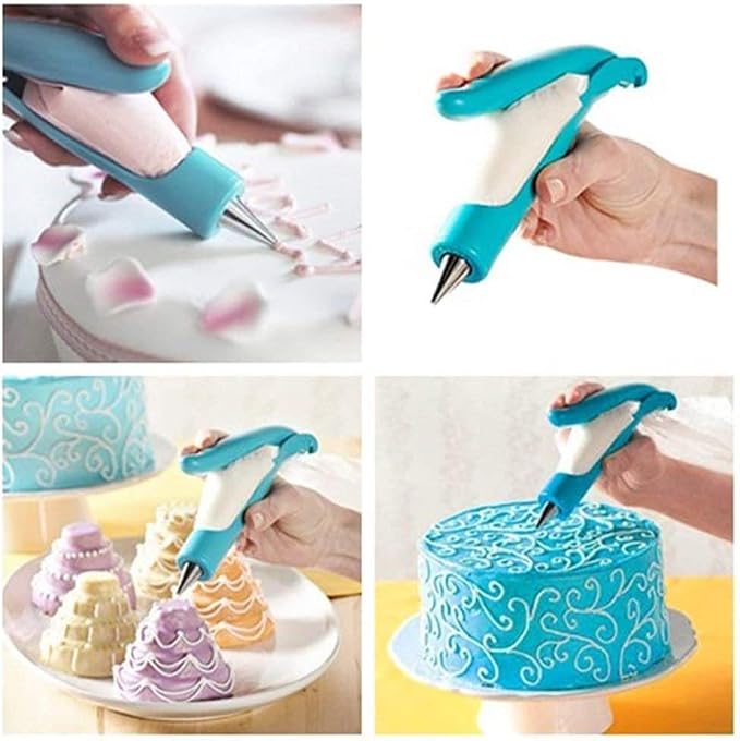 Pastry DIY Cake Decorating Pen, Hsxxf Icing Piping Tool Kit With 4 Different-Shaped Nibs, 4 Nozzles Decorative Bag, 2 Coupler for Party Cake DIY