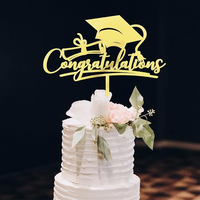 Congratulations 2026 Graduation Cake Topper,Congrats Grad Cake Decor - 2026 High School/College/Senior Graduation Party Decorations Supplies (gold Acrylic)