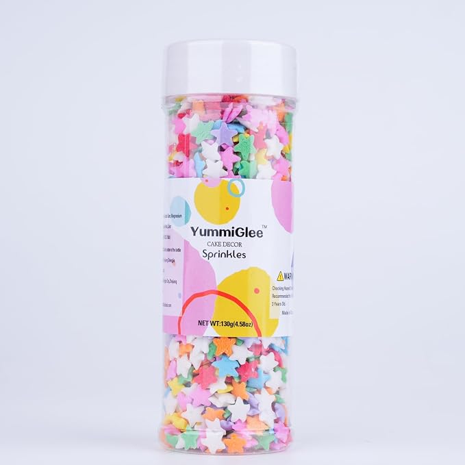 Rainbow Star Sprinkles for Cake Decorating Edible Confetti Sprinkles Edible Stars for Cake Decorating, Cupcake, Ice Cream, Dessert Toppings 4.6 OZ
