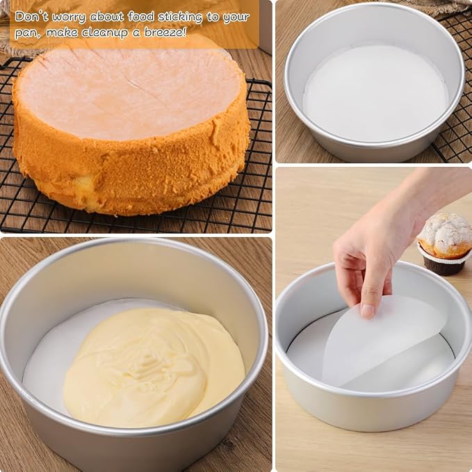 BYKITCHEN Parchment Paper Rounds, Set of 220, Non Stick 8 Inch Parchment Paper Sheet for Baking, Pre-cut Round Parchment Liners for Cake Pan, Tortilla Press, Quesadilla Maker, Springform Pan and More